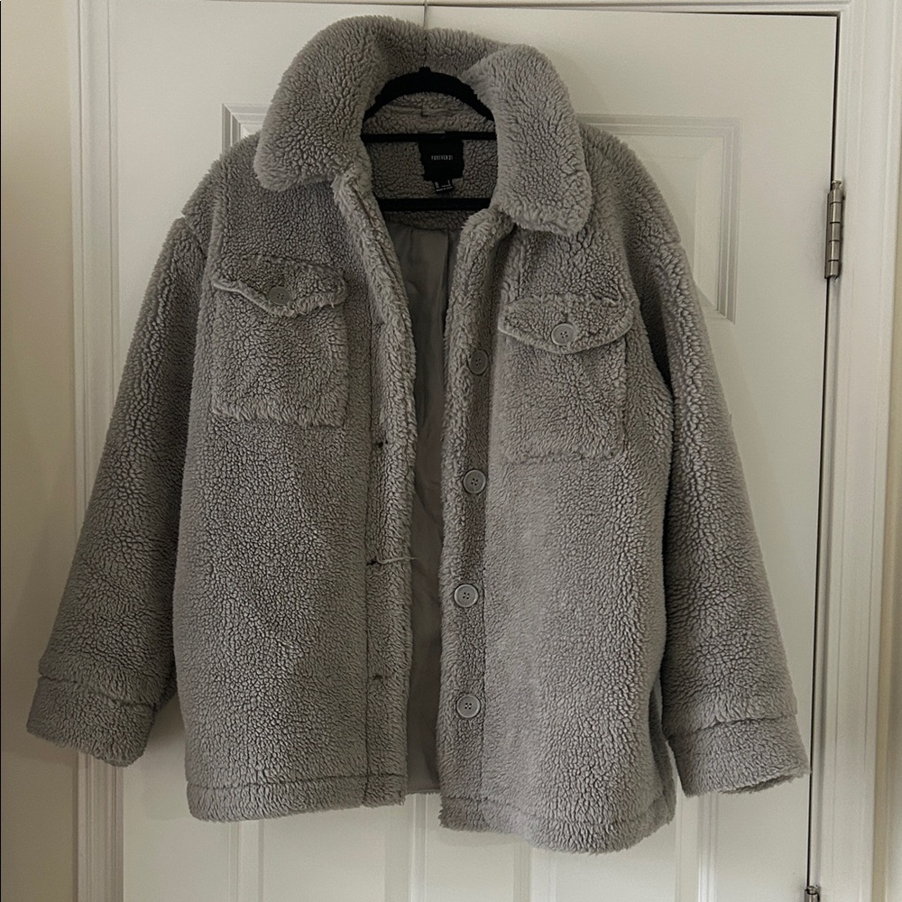 Forever 21 Light Gray Sherpa Jacket
